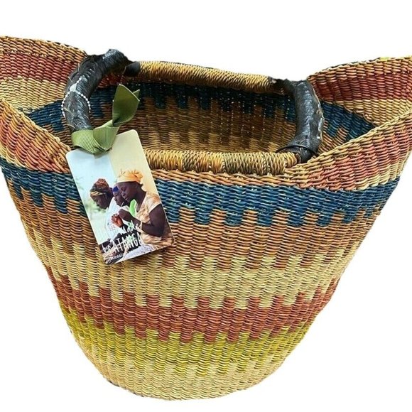 African Market Basket Small Wing Shopper Handmade - Picture 12 of 12